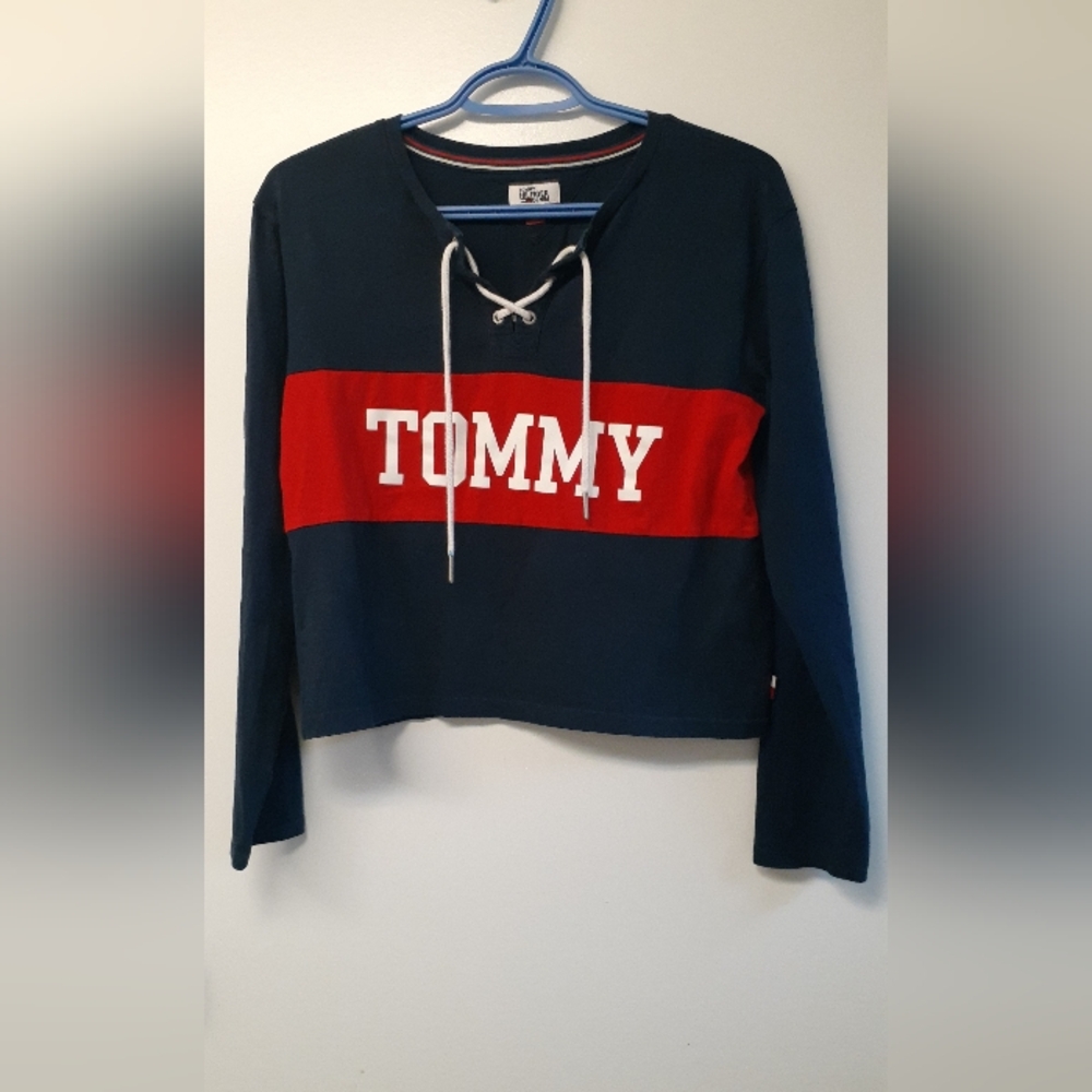 Womens' navy/red/white Tommy Hilfiger top - size x-small